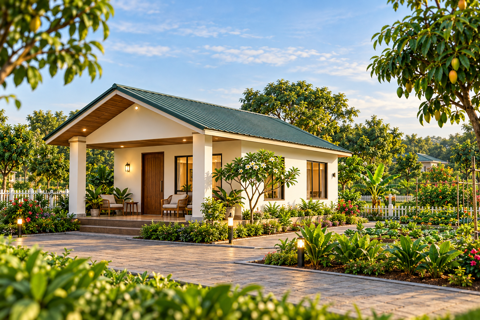 Private farmhouse surrounded by productive greenery